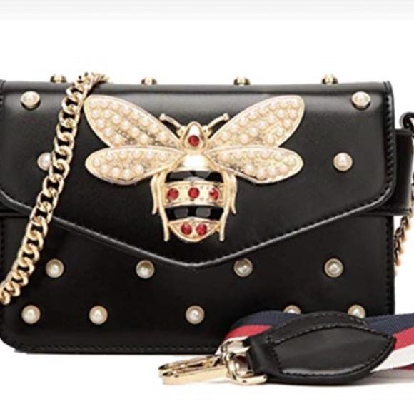 Handbags - Faux Pearl Bumble Bee Cross Body Purse